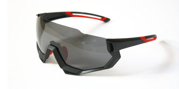 Fahrradbrille (Farbe: schwarz/rot)